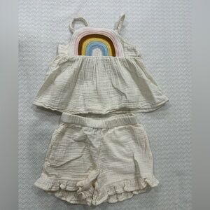 Old Navy Cream Kids Shorts Set with Rainbow Detail